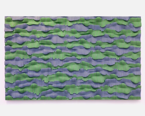Ara Peterson, Wavepack, 2012. Acrylic paint on wood, 30 x 50 in, 76 x 127 cm