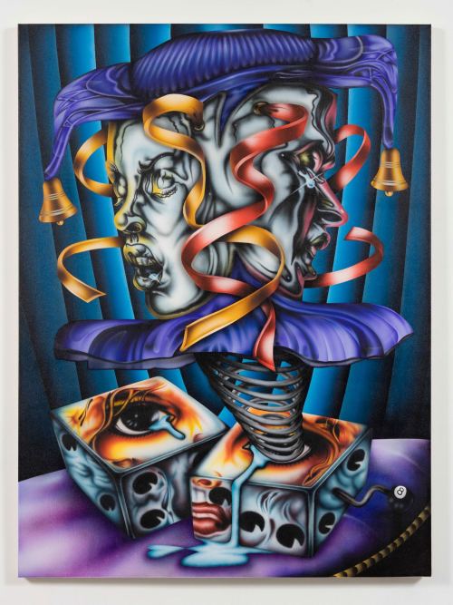 Mario Ayala, Tears On My Pillow, 2017. Airbrush and flashe on canvas, 64 × 48 in, 163 × 122 cm