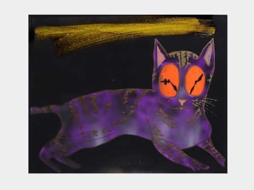 Brian Belott, Clock Eyed Cat #3, 2005. Acrylic paint on plexiglas, 24 x 30 in, 61 x 76 cm