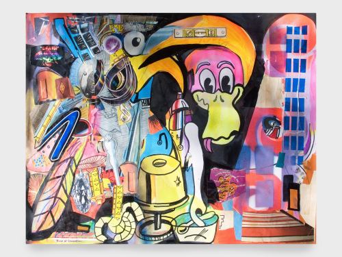 Joe Grillo, 1 of 2, 2010. Acrylic, Spraypaint and collage on paper, 24 x 19 in, 61 x 48 cm