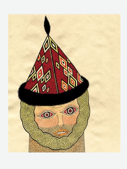 Matt Leines, Man With Pointy Hat, 2005. Watercolor, in and pencil on paper, 6 x 8 in, 20 x 14 cm