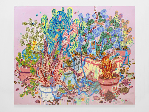 Taylor McKimens, Cactus Tangle, 2007-2008. Acrylic, flashe and acryla-gouache on canvas, 46 x 57 in, 117 x 145 cm