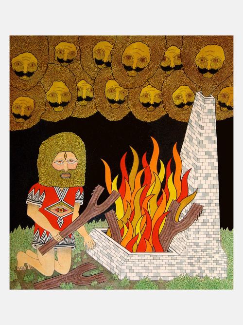 Matt Leines, Pilgrim at the Furnace Altar, 2006. Watercolor and ink on paper, 14 x 12 in, 36 x 30 cm