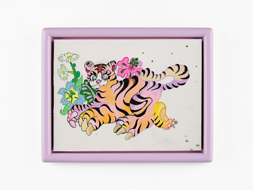 Alake Shilling, Curly Kitty Lounge, 2024. Acrylic on canvas, 8 x 12 in (20 x 30 cm)