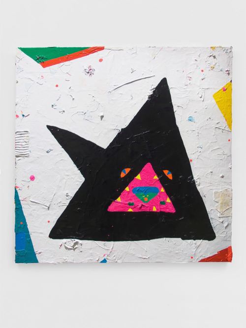 Misaki Kawai, Shark Attack, 2011. Acrylic, fabric and paper on canvas, 60 x 60 in, 152 x 152 cm