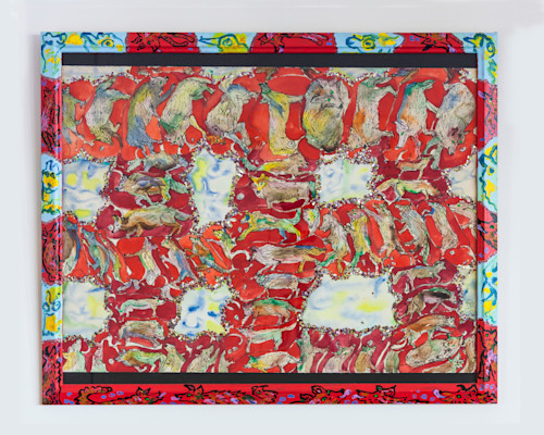 Maija Peeples-Bright, Wolf Weave, 1971. Mixed media on paper with decorated frame, 22 × 30 in (56 x 76 cm)
