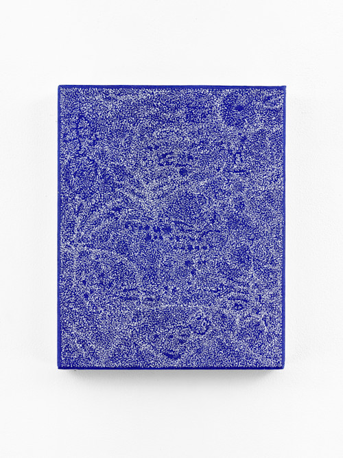Jean Nagai, Adobe, 2024. Correction fluid, acrylic on canvas, 10 x 8 in (25 x 20 cm)