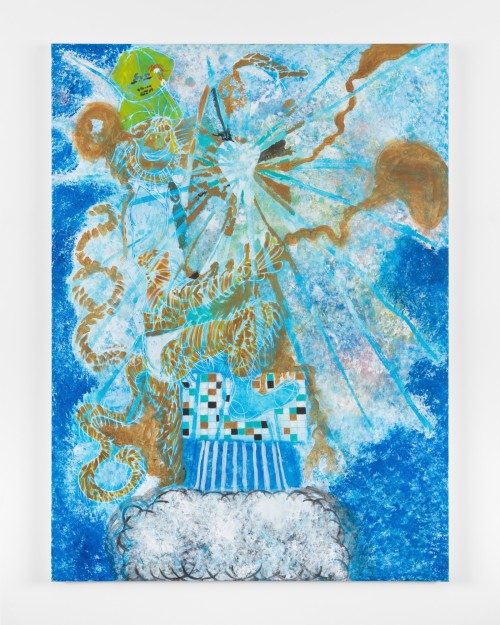 Rafael Delacruz, Blue C.S.P, 2018. Acrylic on canvas, 48 x 36 in, 122 x 91 cm