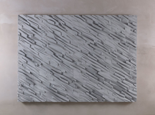 Ara Peterson, Panel (Silver, Gray), 2011. Acrylic paint on wood, 58 x 80 in, 147 x 203 cm