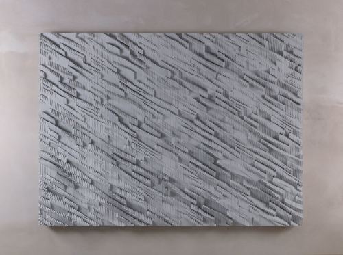 Ara Peterson, Panel (Silver, Gray), 2011. Acrylic paint on wood, 58 x 80 in, 147 x 203 cm