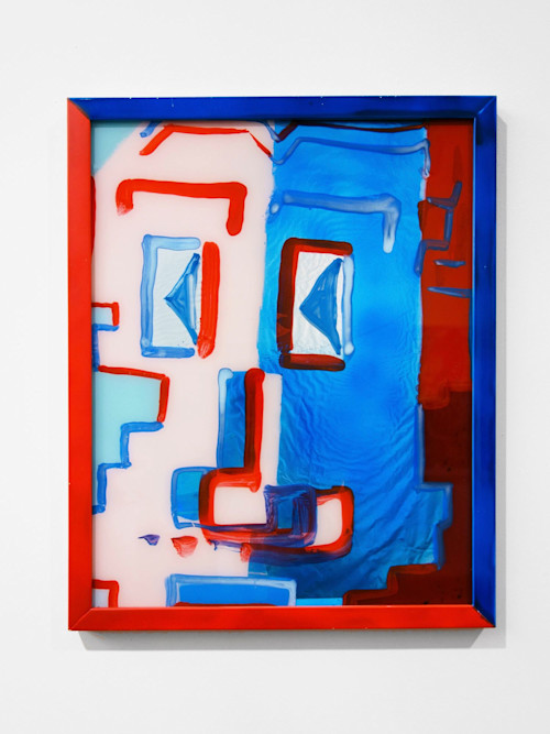 Brian Belott, Untitled, 2011. Acrylic, foil and cellophane on glass, 20 x 15 in, 50 x 39 cm