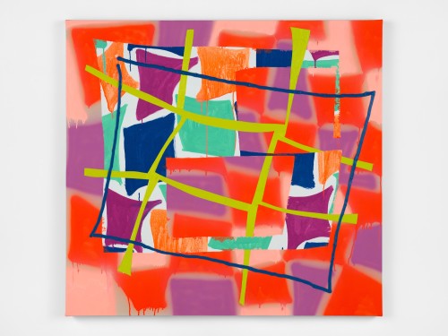 Trudy Benson, Liquid Grid, 2020. Acrylic and oil on canvas, 43 x 47 in, 109 x 119 cm