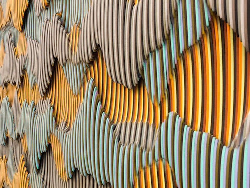 Ara Peterson, Untitled, 2016. Acrylic on wood, 70 x 164 x 4 in, 178 x 417 x 10 cm