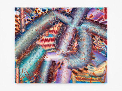 Lauren Quin, Whitney Holding Water, 2021. Oil on canvas, 58 x 70 in (147 x 178 cm)