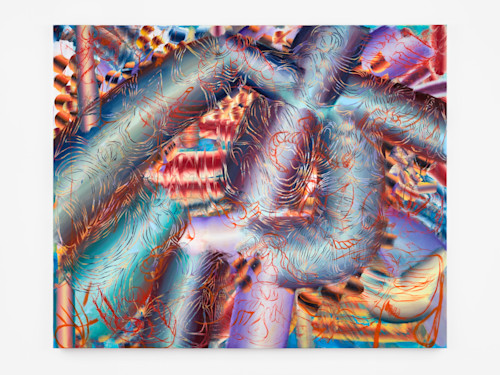 Lauren Quin, Whitney Holding Water, 2021. Oil on canvas, 58 x 70 in (147 x 178 cm)