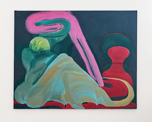 Odessa Straub, Spilled Cistern and the Swallowed Breaking Through, 2019. Acrylic, chilli powder and latex on canvas, 50 x 60 in, 127 x 152 cm
