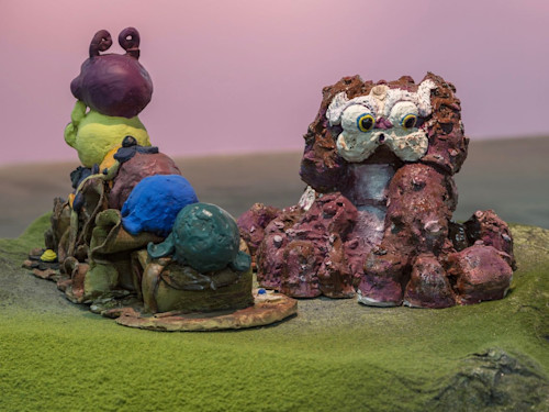 Alake Shilling, Chocolate Dog, Curious Gus, 2018. Installation from Monsoon Lagoon solo exhibition 356 Mission, Los Angeles