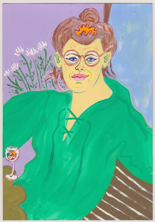 Constance Tenvik, Kakan Hermansson Talking Rage Hate Fury, Her Early.  Discovery of Andrea Dworkin, 2019, Gouache on paper, 10 x 7 in, 26 x 18 cm