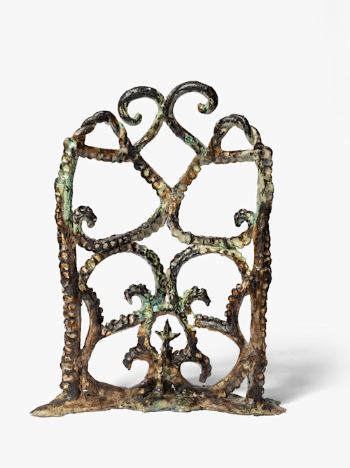 Claudia V. Solorzano, Outsider’s Threshold, Olivia’s Aura, 2025. Ceramic and glaze, 24 x 5 x 14 in (61 x 13 x 36 cm)