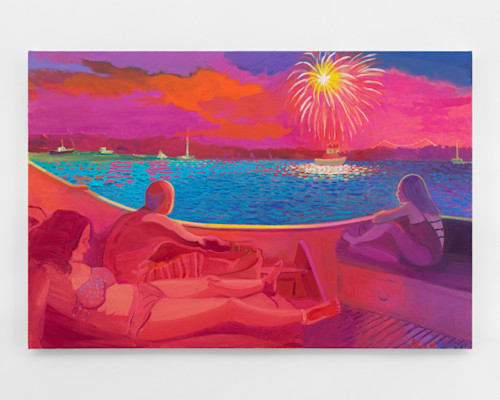 Daniel Heidkamp, Family Fireworks, 2018. Oil on linen, 24 x 36 in, 61 x 91 cm