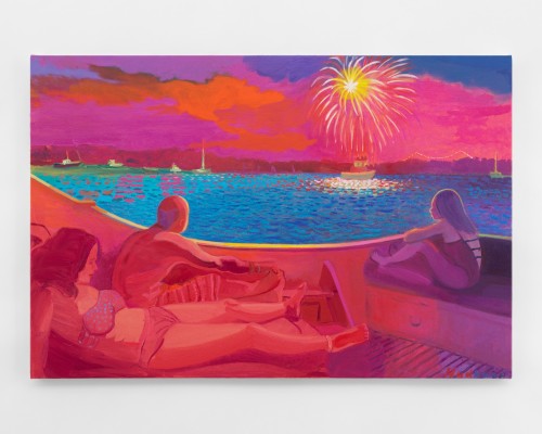 Daniel Heidkamp, Family Fireworks, 2018. Oil on linen, 24 x 36 in, 61 x 91 cm
