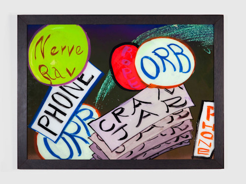 Brian Belott, Nerve Rav, 2014. Reverse glass technique, mixed media on glass, 26 x 36 in, 66 x 91 cm