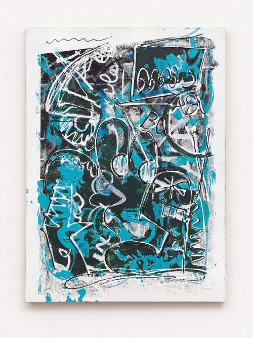 Sofia Leiby, Sympathy Arrangements, 2015. Acrylic and screenprinting ink on linen, 30 x 22 in, 76 x 56 cm