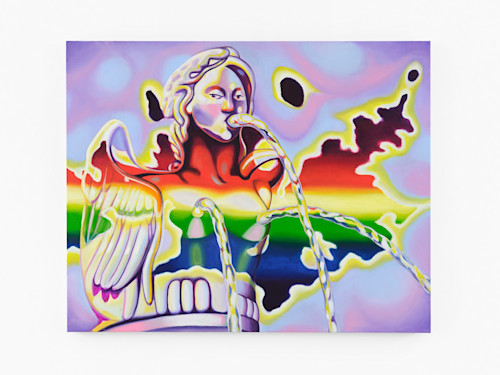 Anja Salonen, Cloud Iridescence - Harpy, 2023. Oil and fabric dye on linen, 40 x 50 in (102 x 127 cm)