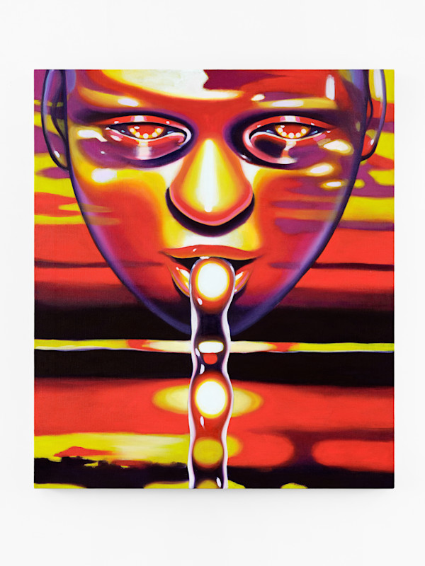 Oil and fabric dye on linen, 42 x 36 in (107 x 91 cm)