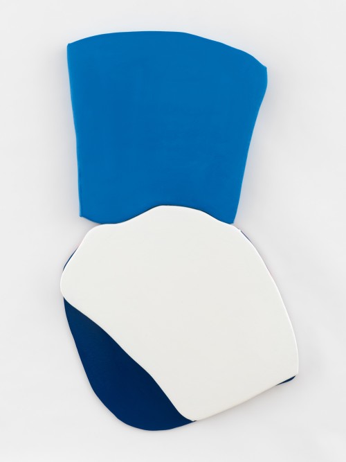 Justin Adian, Blue Cheer, 2019. Oil enamel on canvas and felt over wood, 54 x 34 in, 137 x 86 cm