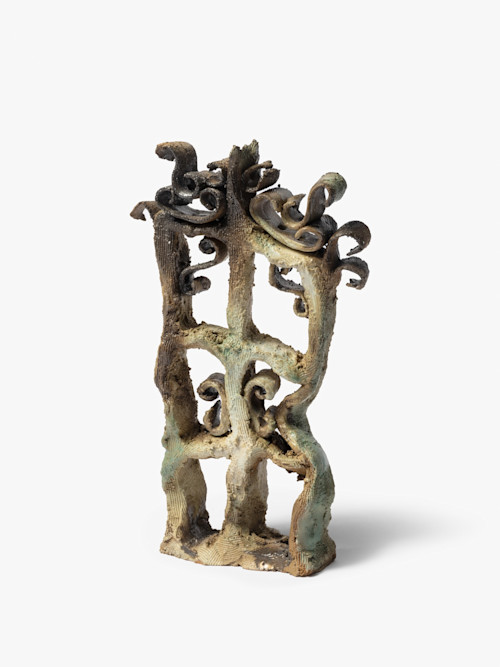Claudia V. Solorzano, Wilting Portal, 2024. Ceramic and glaze, 13 x 7.5 x 2 in (33 x 19 x 5 cm)