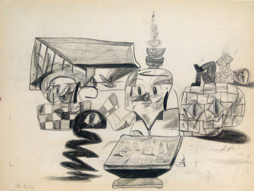 Eddie Martinez, Untitled table, 2006. Pencil on paper