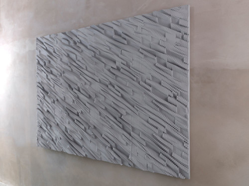 Ara Peterson, Panel (Silver, Gray), 2011. Acrylic paint on wood, 58 x 80 in, 147 x 203 cm