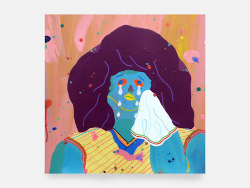 Misaki Kawai, Blue Heart, 2007. Acrylic and collage on canvas, 20 x 20 in, 51 x 51 cm