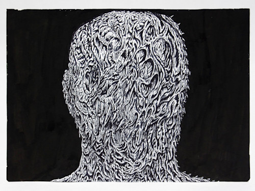 Mat Brinkman, Three Heads for Three Days of Struggle 2, 2013. Sumi ink on paper, 8.25 x 11.5 in, 21 x 28 cm