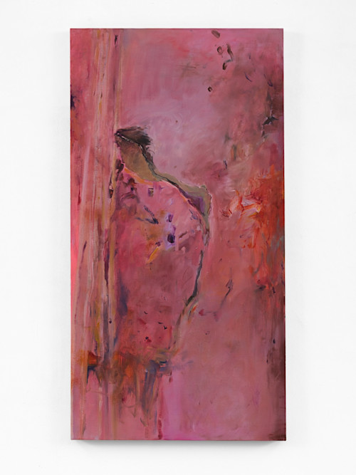 Tianyue Zhong, As She Has Always Lived, 2024. Oil on linen, 57.5 x 30 in (146 x 76 cm)