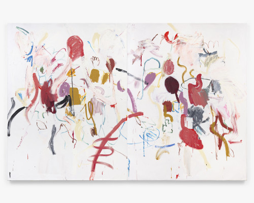 Ammon Rost, Reverb, 2021. Oil, acrylic, spray paint on canvas, 84 x 128 in (213 x 325 cm)
