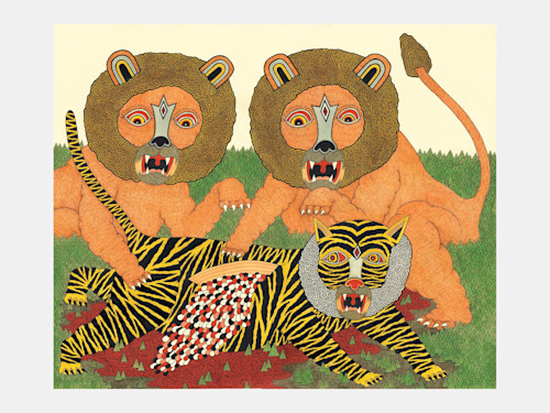 Matt Leines, Young Lions, 2006. Watercolor and ink on paper, 13 x 16 in, 33 x 41 cm