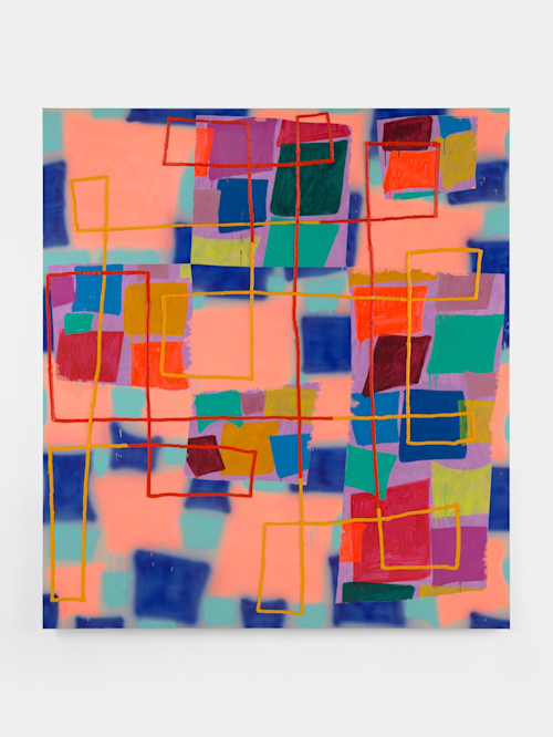 Trudy Benson, Two Steps Forward, Two Steps Back, 2019. Acrylic and oil on canvas, 88 x 78 in, 224 x 198 cm