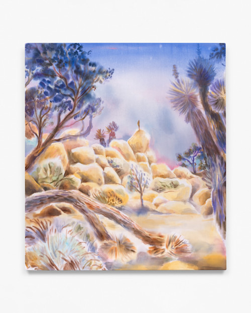 Michelle Blade, Lula in Joshua Tree, 2022. Acrylic and ink on poplin, 34 x 30 in (86 x 76 cm)