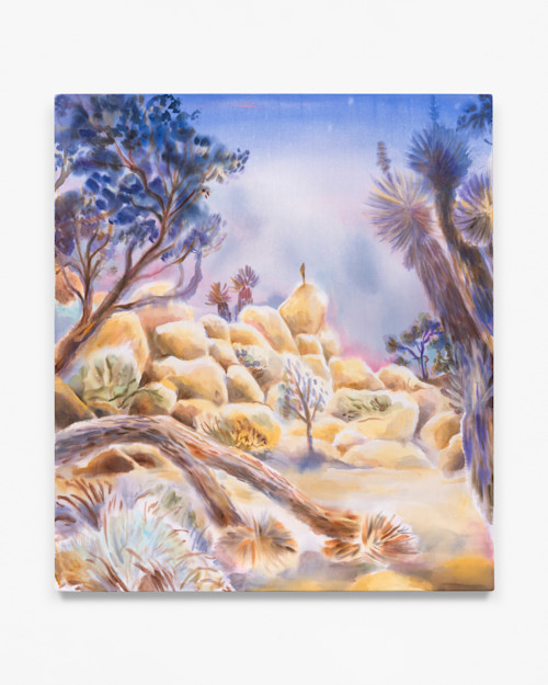 Michelle Blade, Lula in Joshua Tree, 2022. Acrylic and ink on poplin, 34 x 30 in (86 x 76 cm)