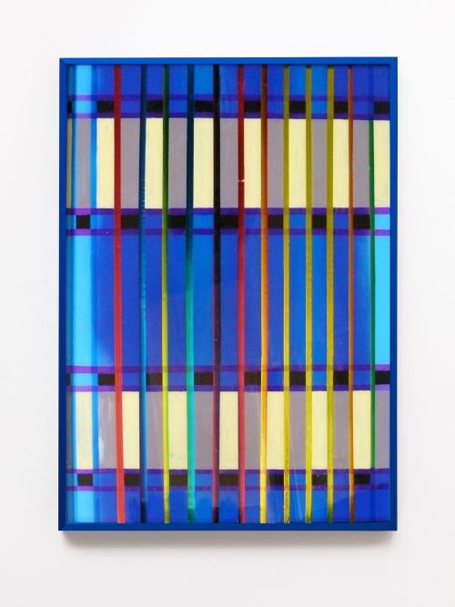 Brian Belott, Blue Bert, 2011. Acrylic, foil and cellophane on plexiglass, 30 x 20 in, 76 x 51 cm