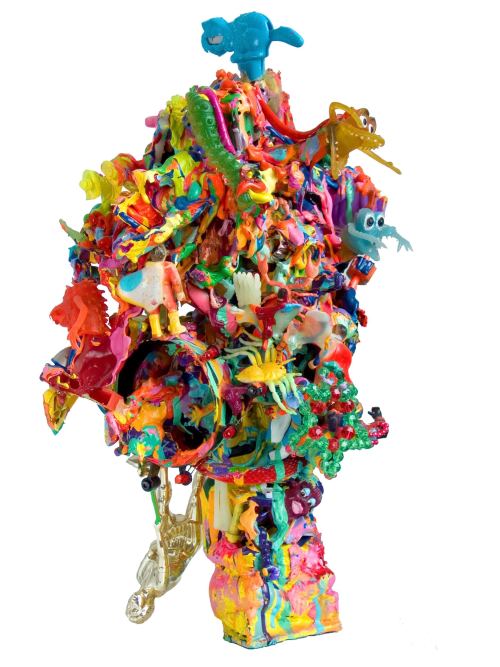 Joe Grillo, Mutant Pop Sculpture 4, 2009. Toys, acrylic, adhesive, 15 x 7 x 10 in, 38 x 18 x 26 cm