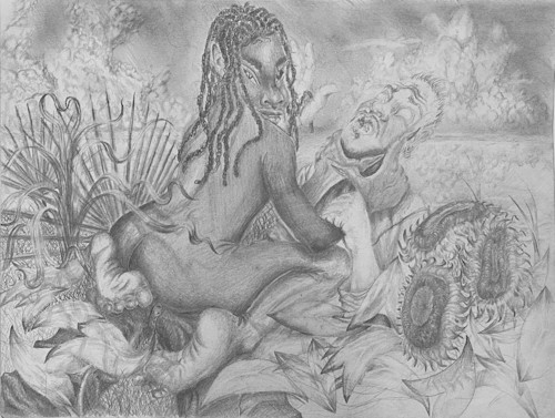 Utē Petit, Revenge Fantasy in the Mouth of My Motherland, 2020. Pencil on paper, 8.5 x 11 in, 22 x 28 cm