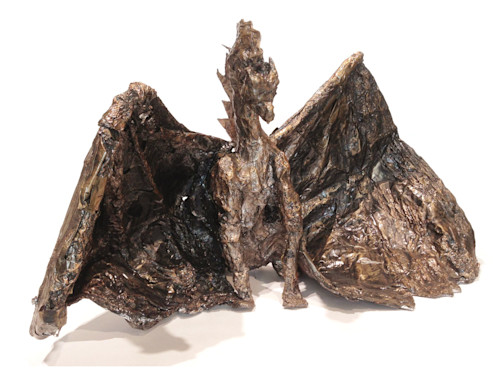 Samara Golden, Gatekeeper, 2012. Aluminum foil, bronze paint, 23 x 43 x 33 in, 59 x 109 x 84 cm