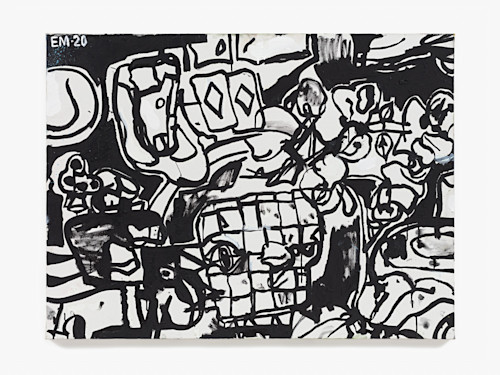 Eddie Martinez, The Deal (in Black & White), 2020. Acrylic and oil on canvas, 30 x 40 in (76 x 102 cm)