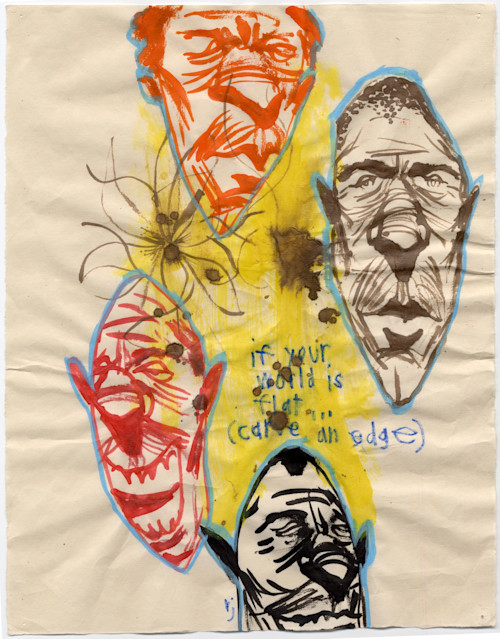 Rich Jacobs, If Your World Is Flat, 2005. Acrylic on paper, 14 x 11 in, 35 x 28 cm