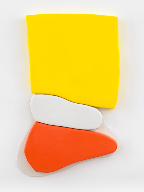 Justin Adian, Hurdy Gurdy, 2019. Oil enamel on canvas and felt over wood, 42 x 24 in, 107 x 61 cm