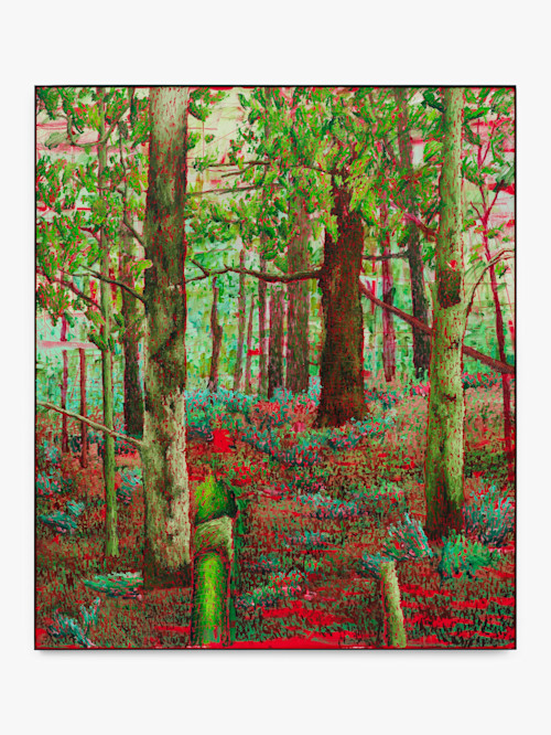 Ross Caliendo, Never Always, 2023. Oil and acrylic on canvas with wood frame, 78 x 67 in (198 x 170 cm)