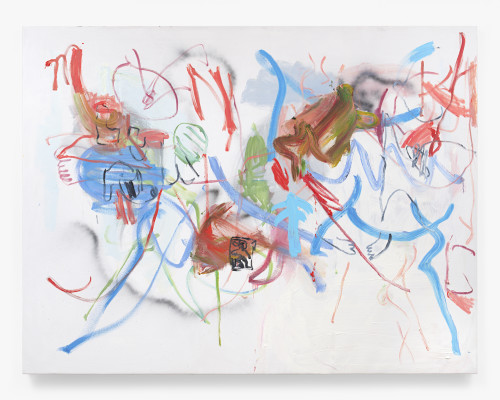 Ammon Rost, Luna, 2021. Oil, acrylic, spray paint on canvas, 60 x 78 in (152 x 198 cm)